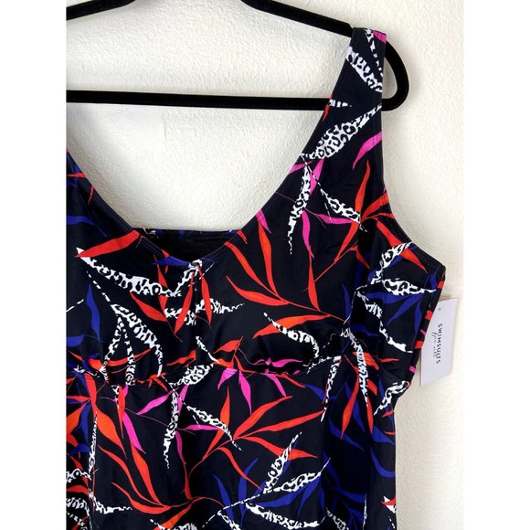 SwimSuits for all women's plus 30 black red blue v-neck tankini swim top NWT - Picture 3 of 7